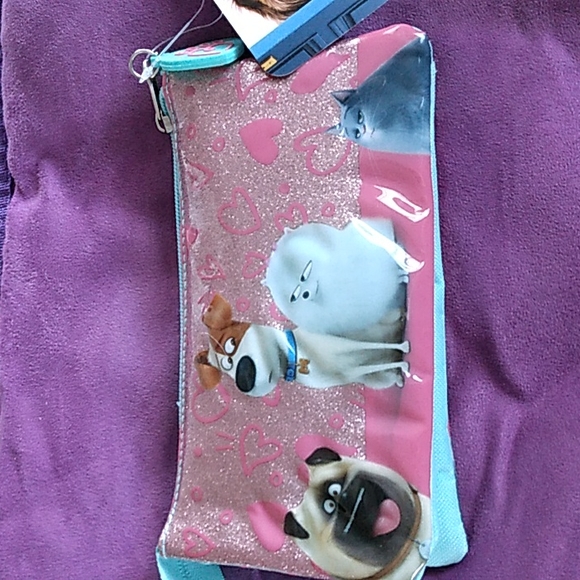NWTS THE SECRET LIFE OF PETS 3 Compartment zippered bag case pencils crayons T2 - Picture 2 of 9
